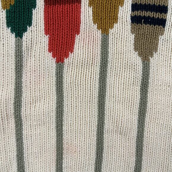 Vintage New River Sweater Mens Large Beige Paddles Knit Ivy Preppy J. Riggins - Picture 3 of 10